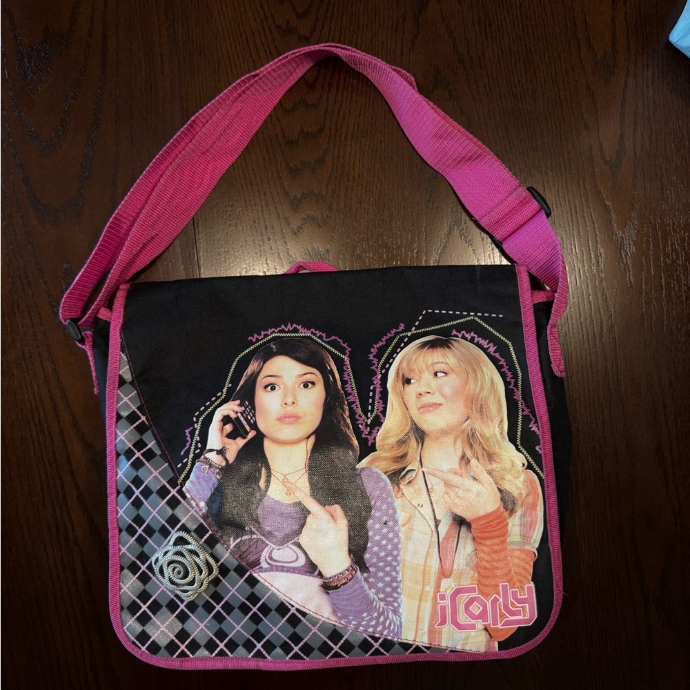 VTG rare HTF y2k 2000s preloved iCarly Pink & Black Messenger Bag - Picture 2 of 9